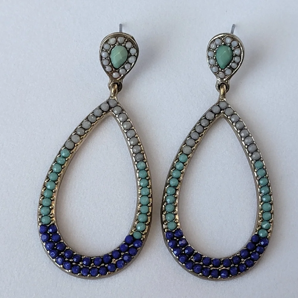 Teardrop Chandelier Rhinestone Dangle Hoop Earrings